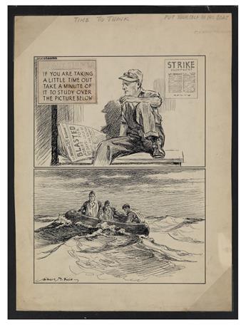 ALBERT T. REID. Group of 9 post-World War I era cartoons.